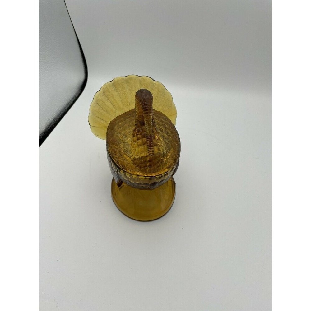 Vintage M- Beautiful!  LE Smith Amber Glass Turkey